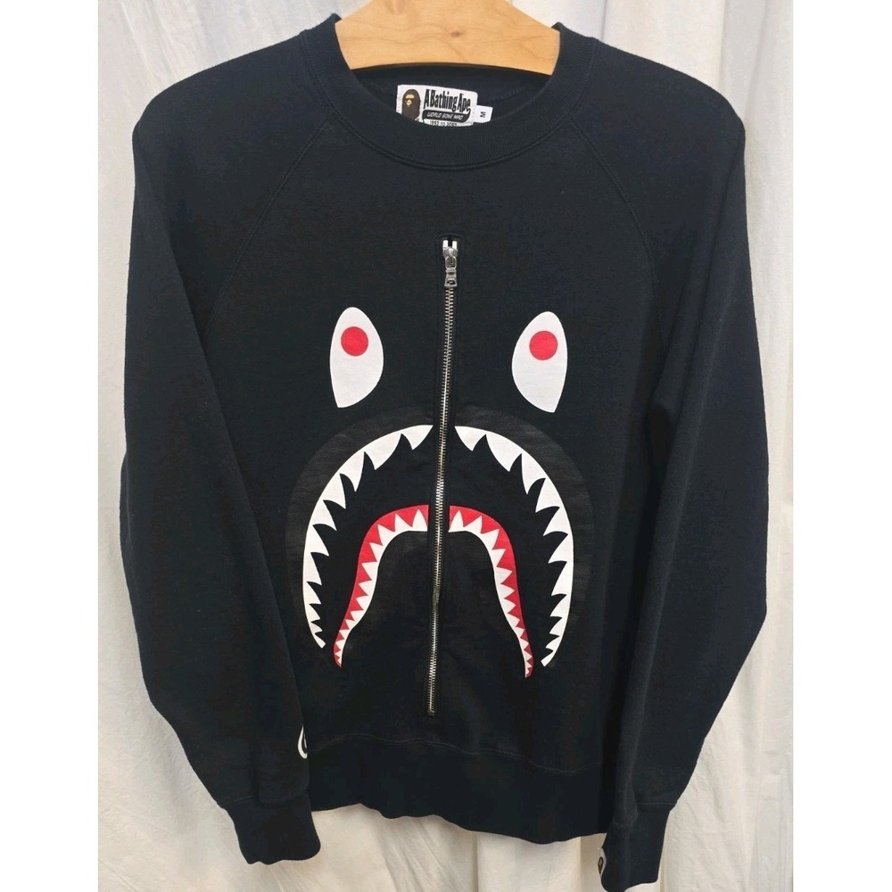 BAPE Shark Crewneck Sweater Black M 100% Authentic Y2K Urban Streetwear Japan